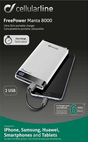 CELLULARLINE PowerBank slim 8000 mAh Cellular Line Freepower Manta 8000 bianco